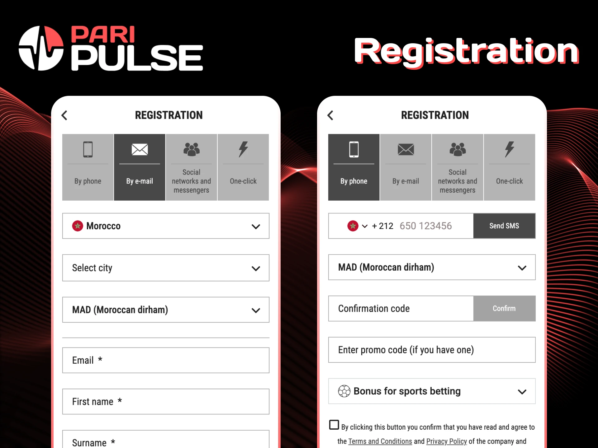 Register quickly to play casino and bet on PariPulse.