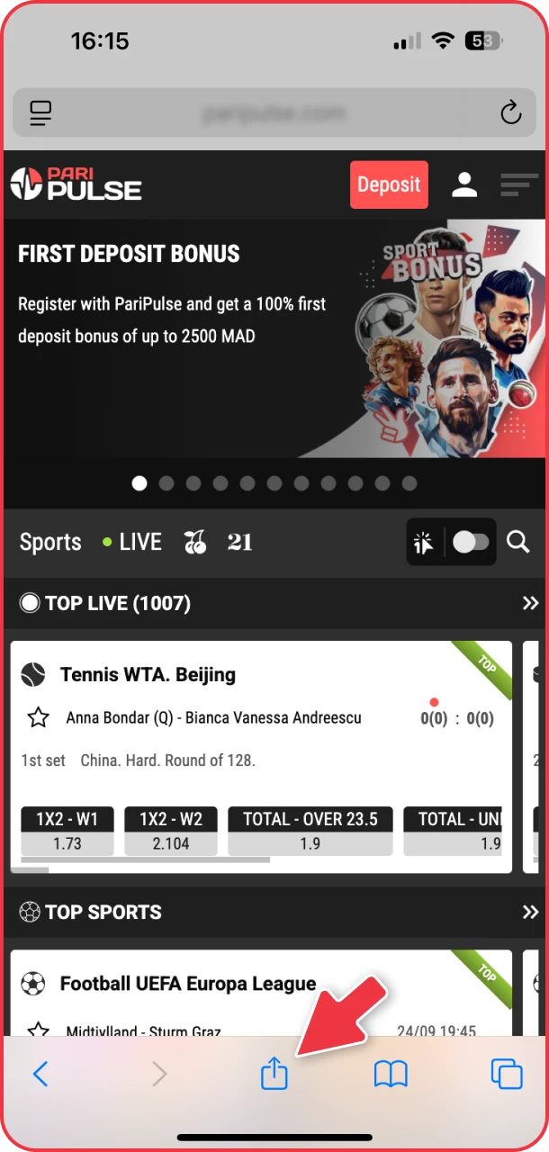 Click share to enjoy casino and sports on PariPulse.