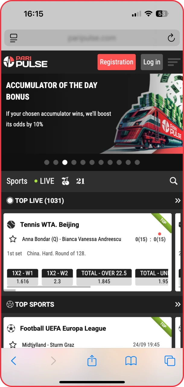 Click to start gaming and betting with PariPulse app.