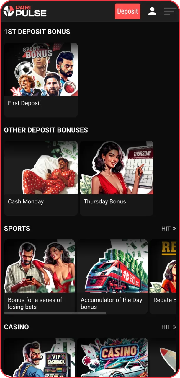 Choose your perfect bonus and begin on PariPulse.