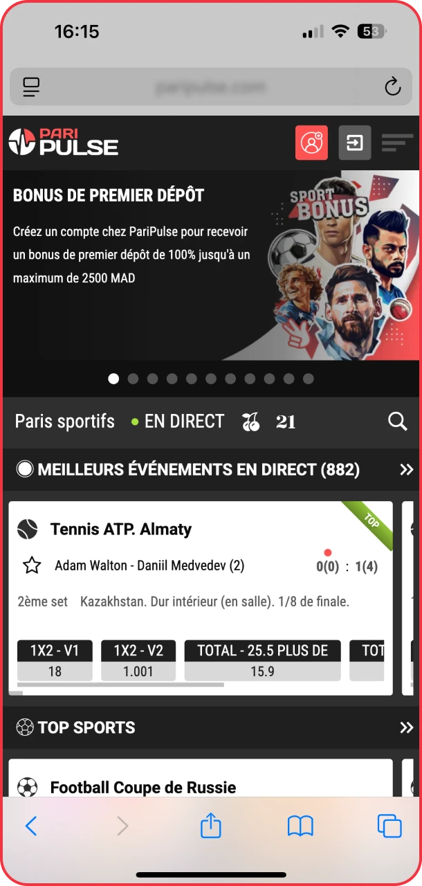 Cliquez pour commencer à jouer et à parier avec l'application PariPulse.