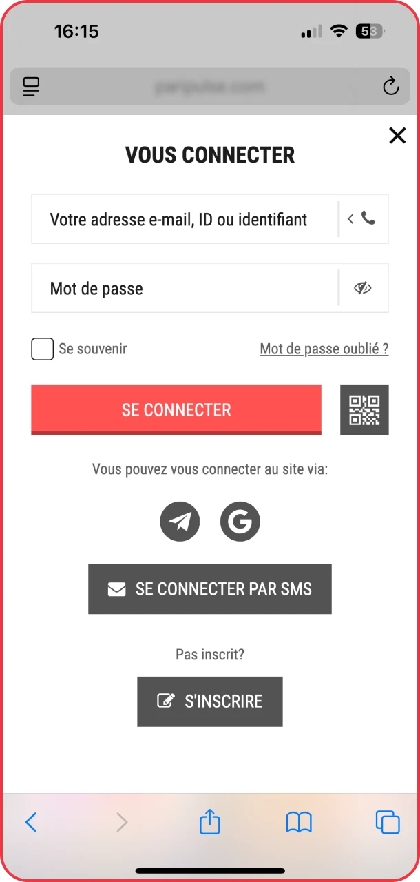 Connectez-vous à l'application iOS pour le casino et les sports PariPulse.