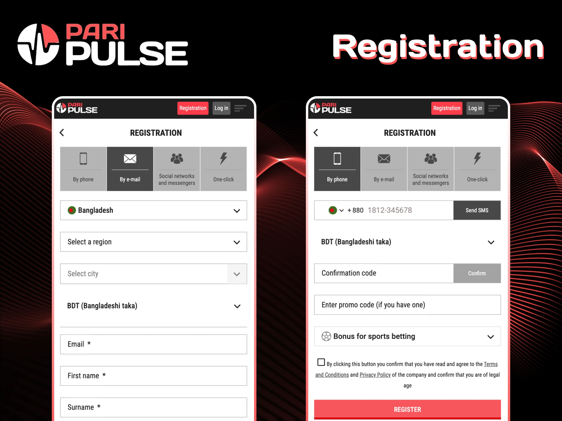 Register quickly to play casino and bet on PariPulse.