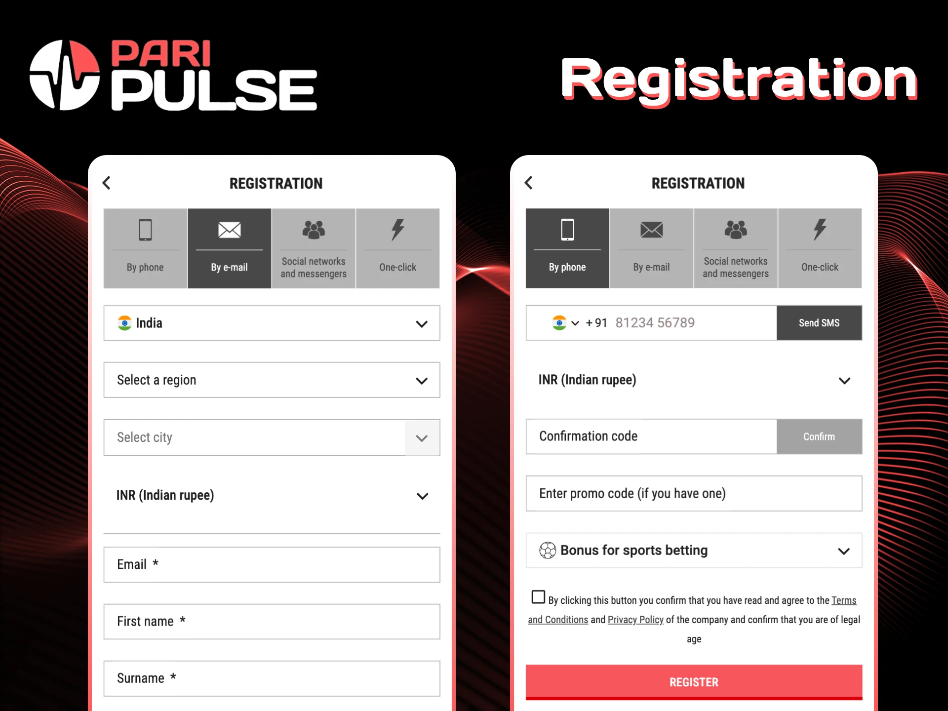 Register quickly to play casino and bet on PariPulse.