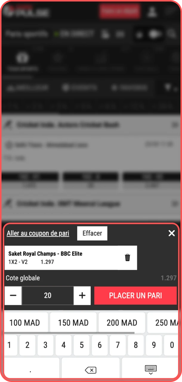 Remplissez facilement votre coupon de pari sur l'application sportive PariPulse.