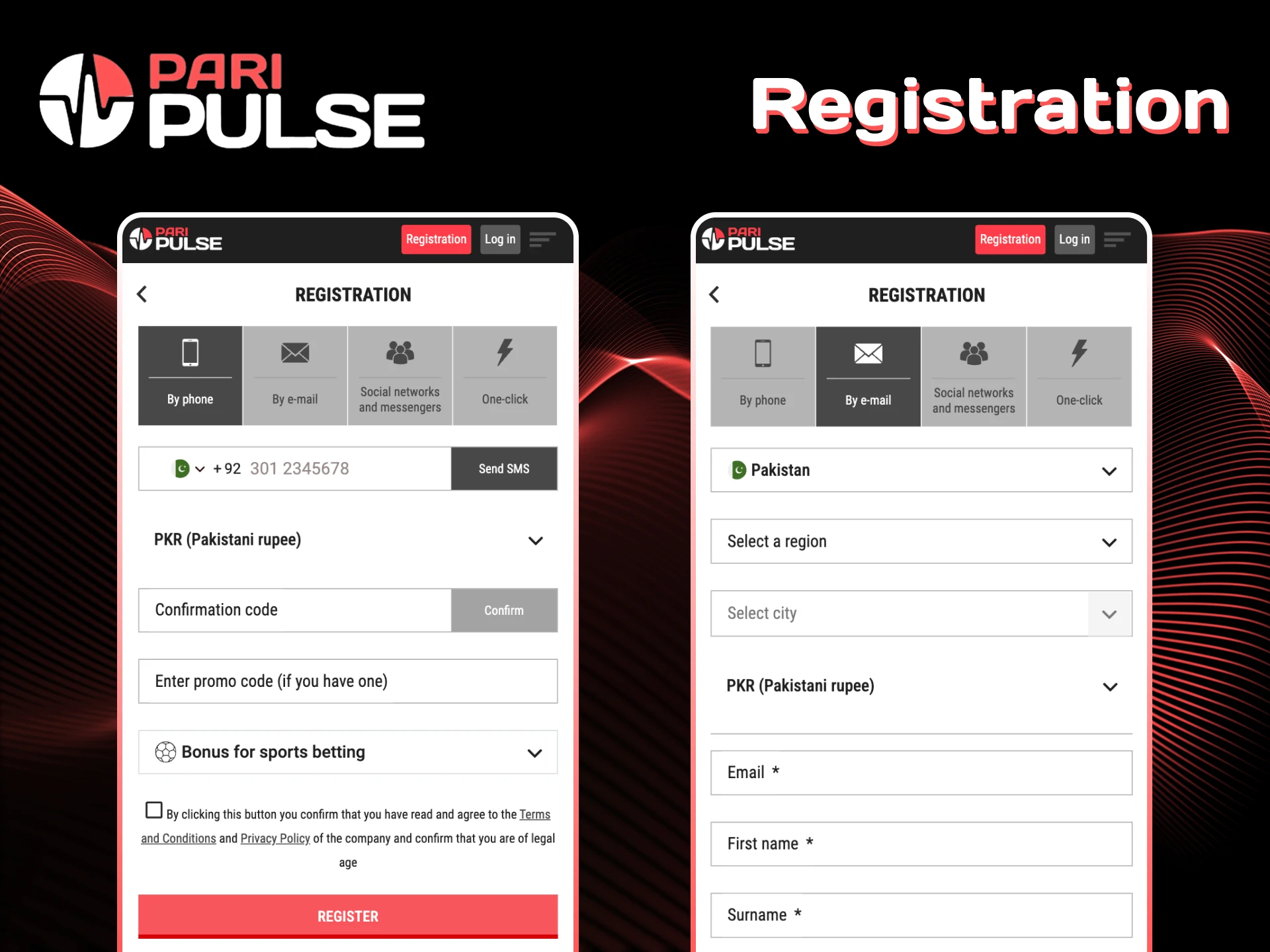 Register quickly to play casino and bet on PariPulse.