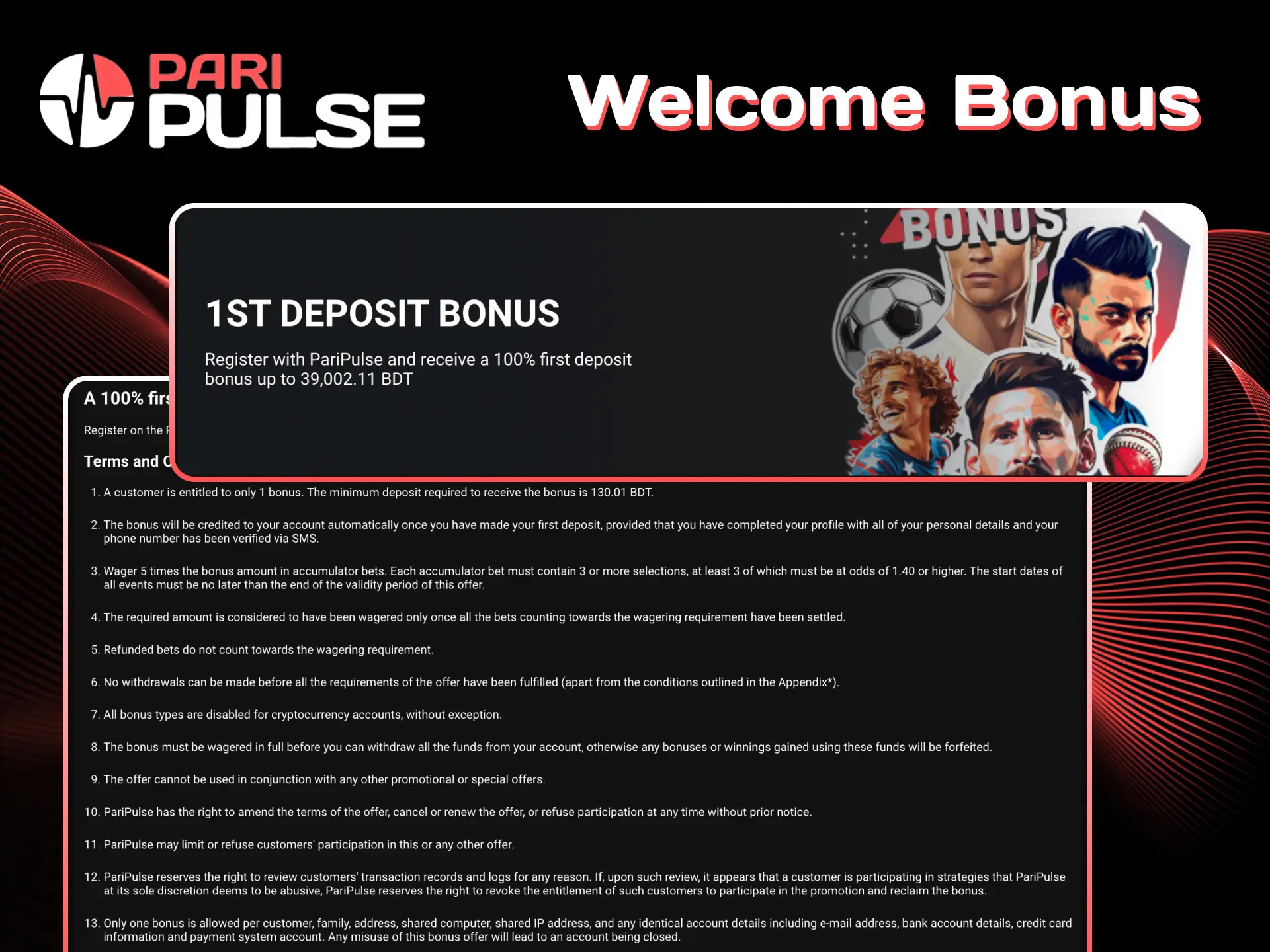 Create an account at PariPulse and get your welcome bonus.