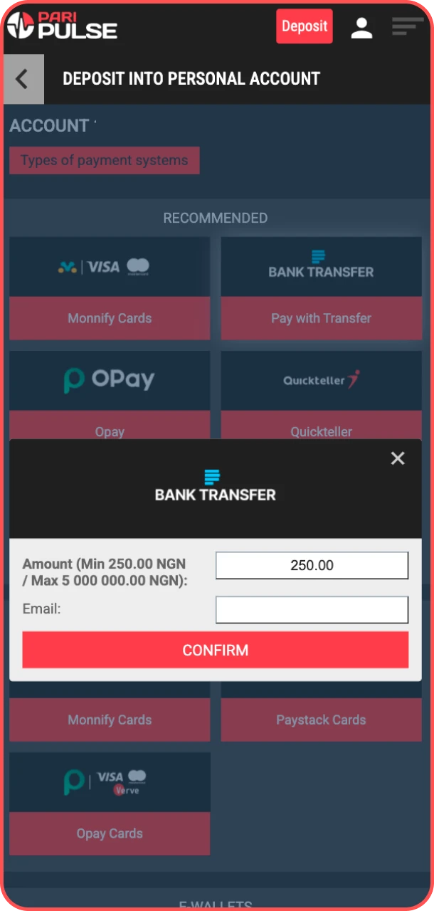Add funds quickly and start playing on PariPulse.