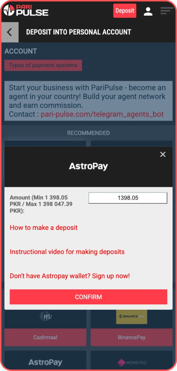Add funds quickly and start playing on PariPulse.