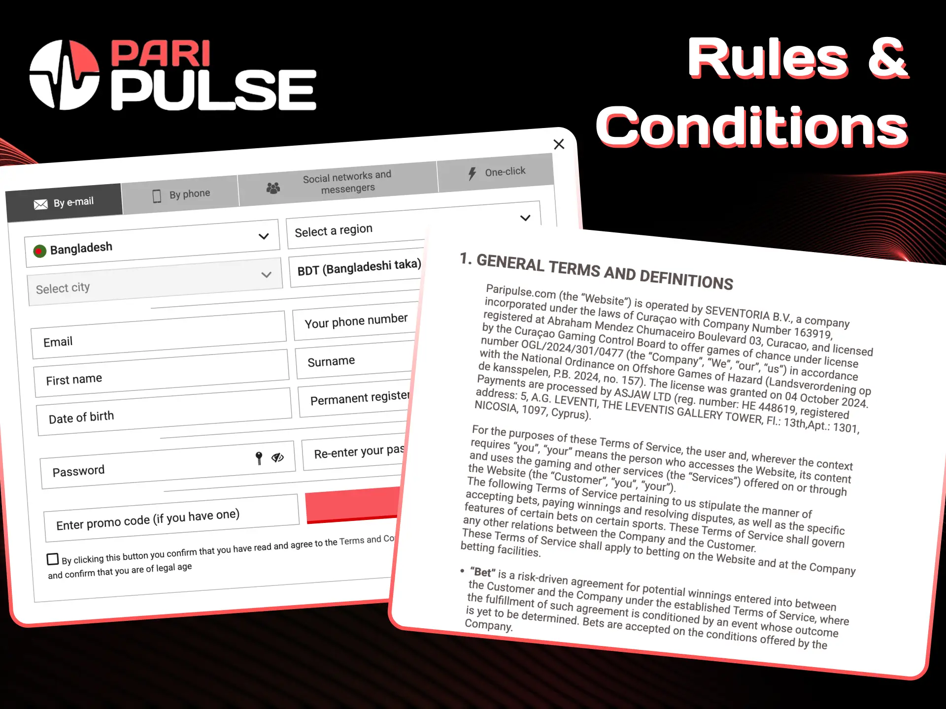 Read rules and conditions for safe gaming PariPulse.