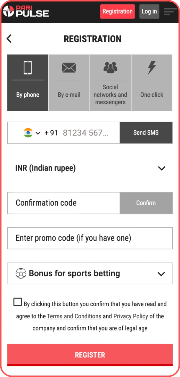 Fill in your details to register on PariPulse.