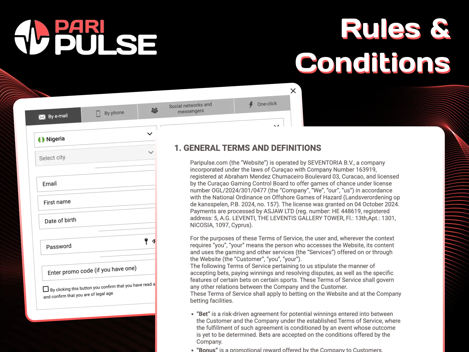 Read rules and conditions for safe gaming PariPulse.