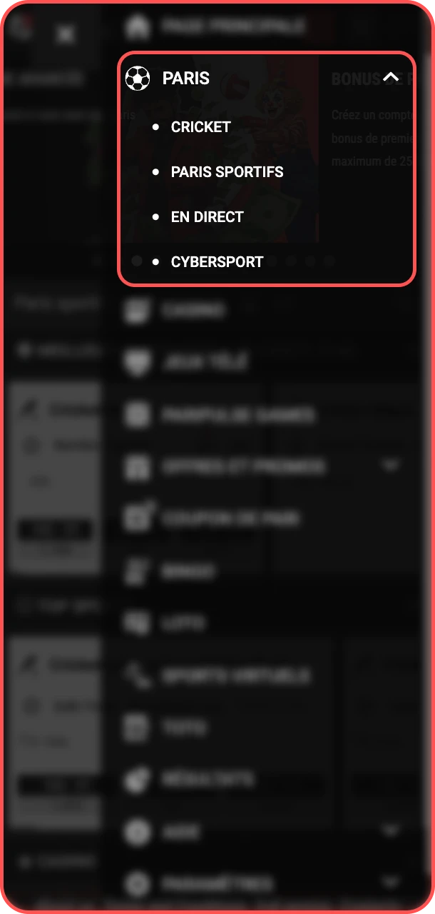 Accédez à la section paris sportifs et gagnez sur PariPulse.