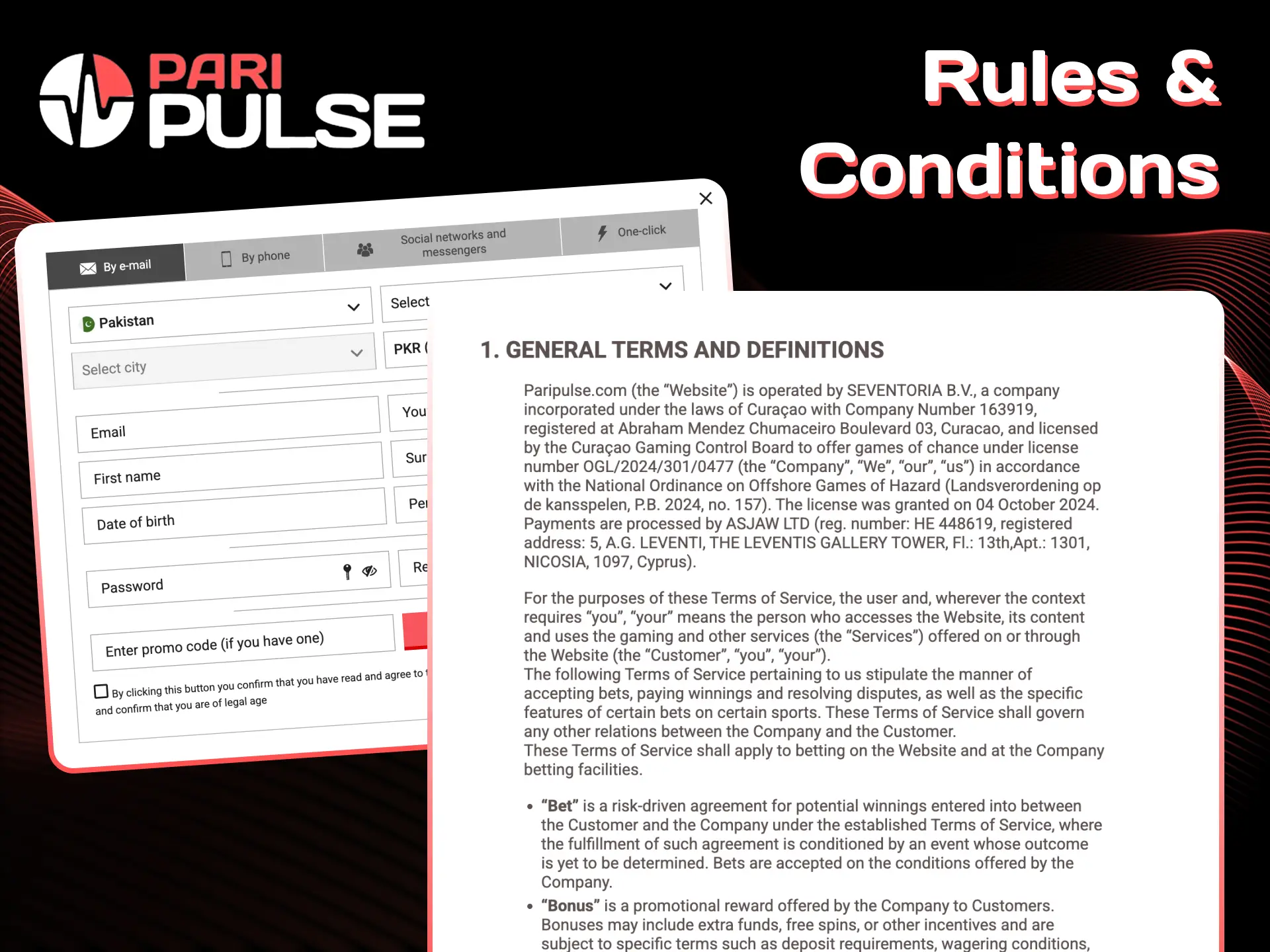 Read rules and conditions for safe gaming PariPulse.