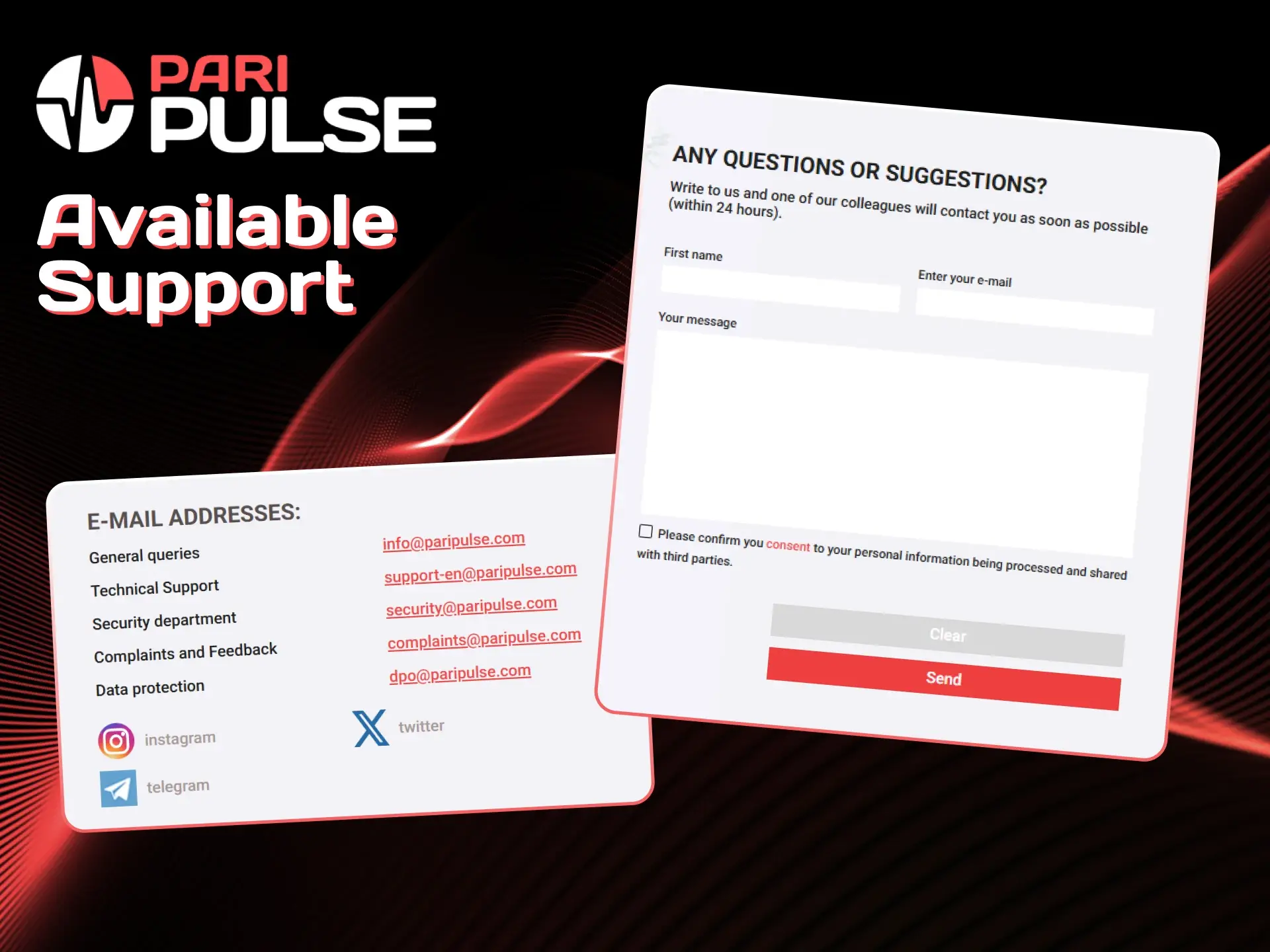 For any questions you can get help 24/7 at PariPulse Customer Support.