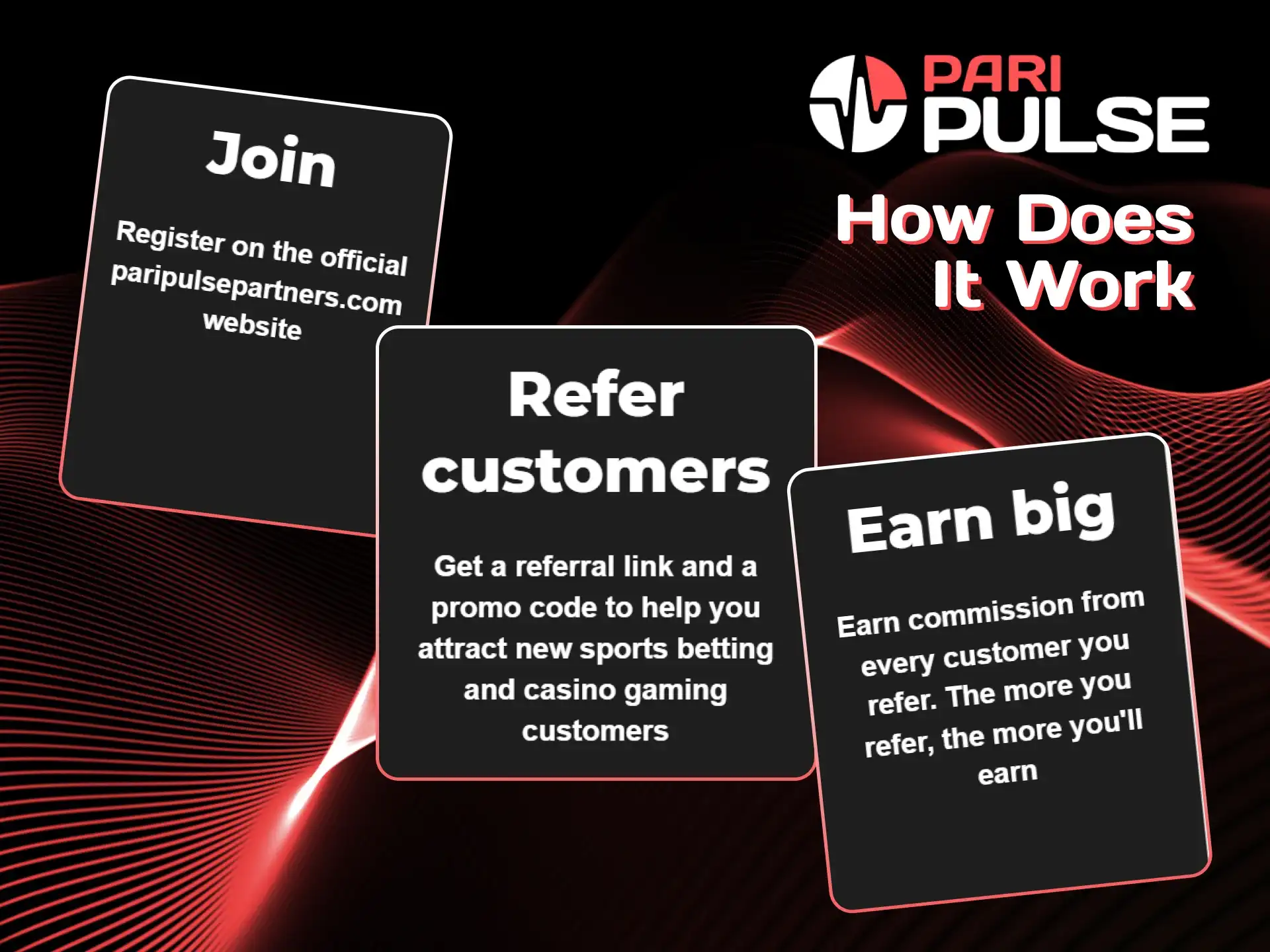Use referral links and get big profit with Paripulse affiliate program.