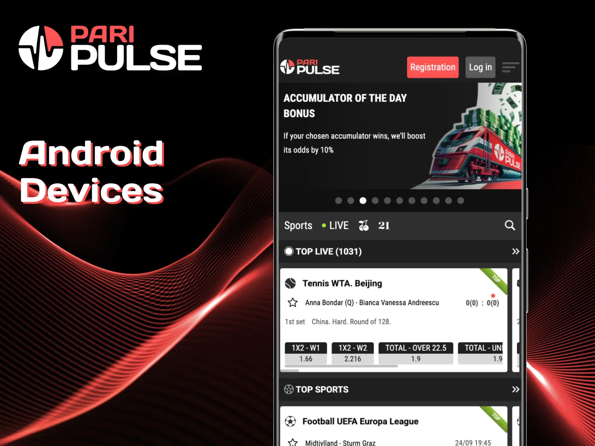 Enjoy casino games and sports betting on Android PariPulse.