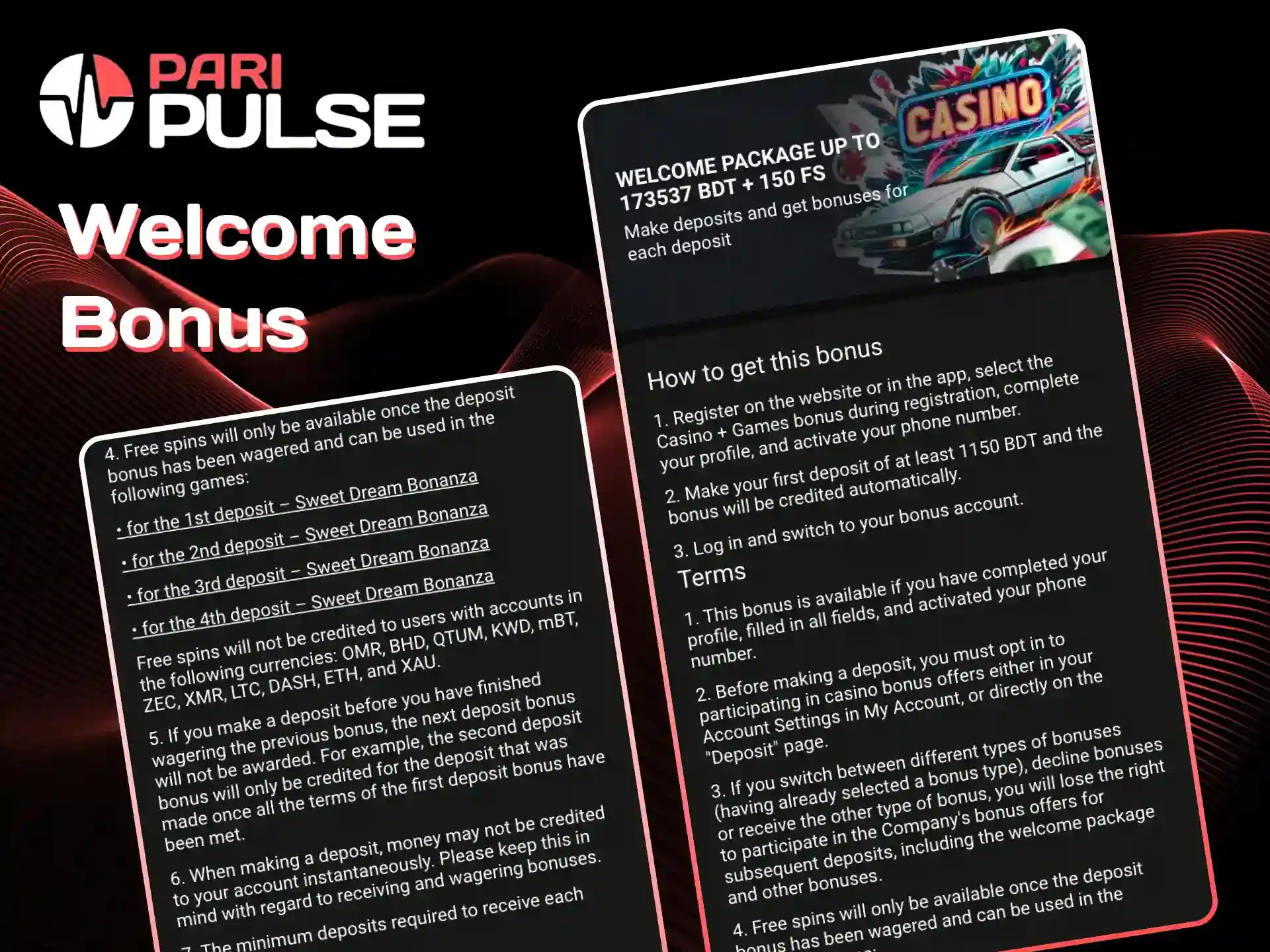 Claim your welcome bonus for casino and sports PariPulse.