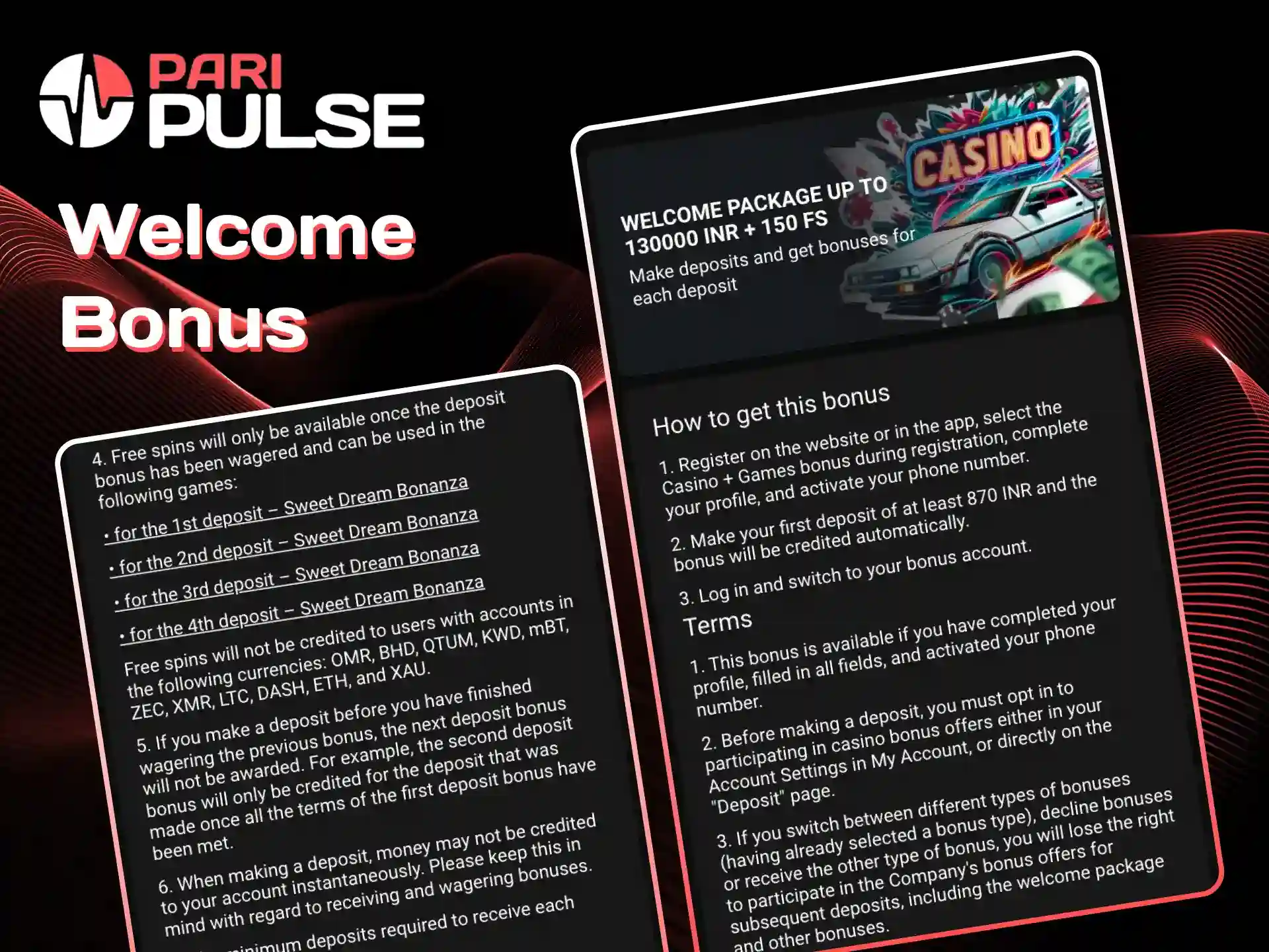 Claim your welcome bonus for casino and sports PariPulse.