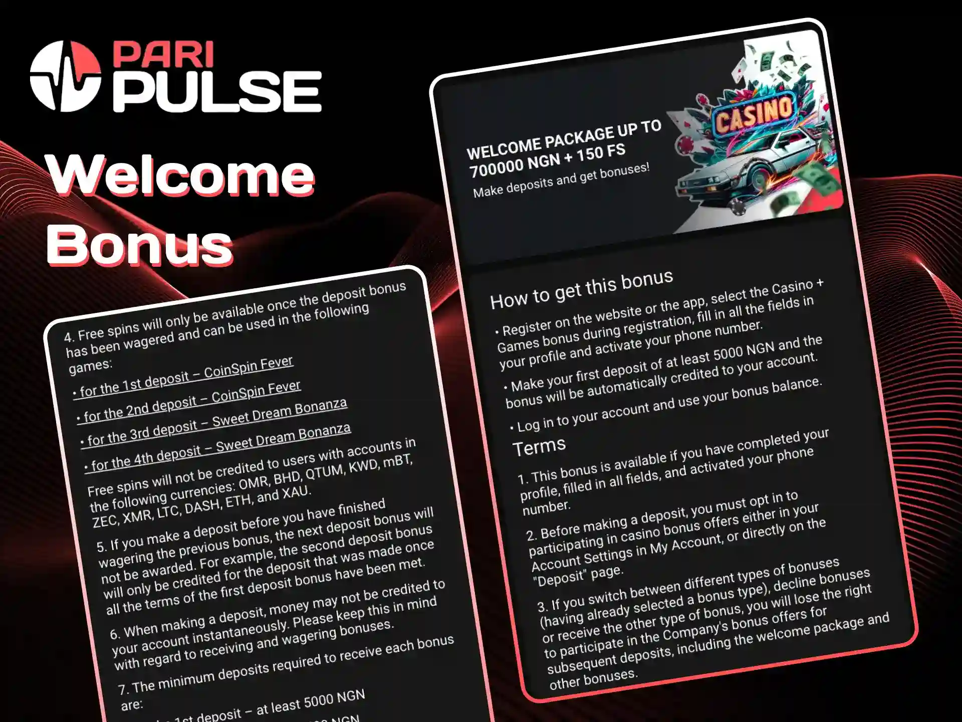 Claim your welcome bonus for casino and sports PariPulse.