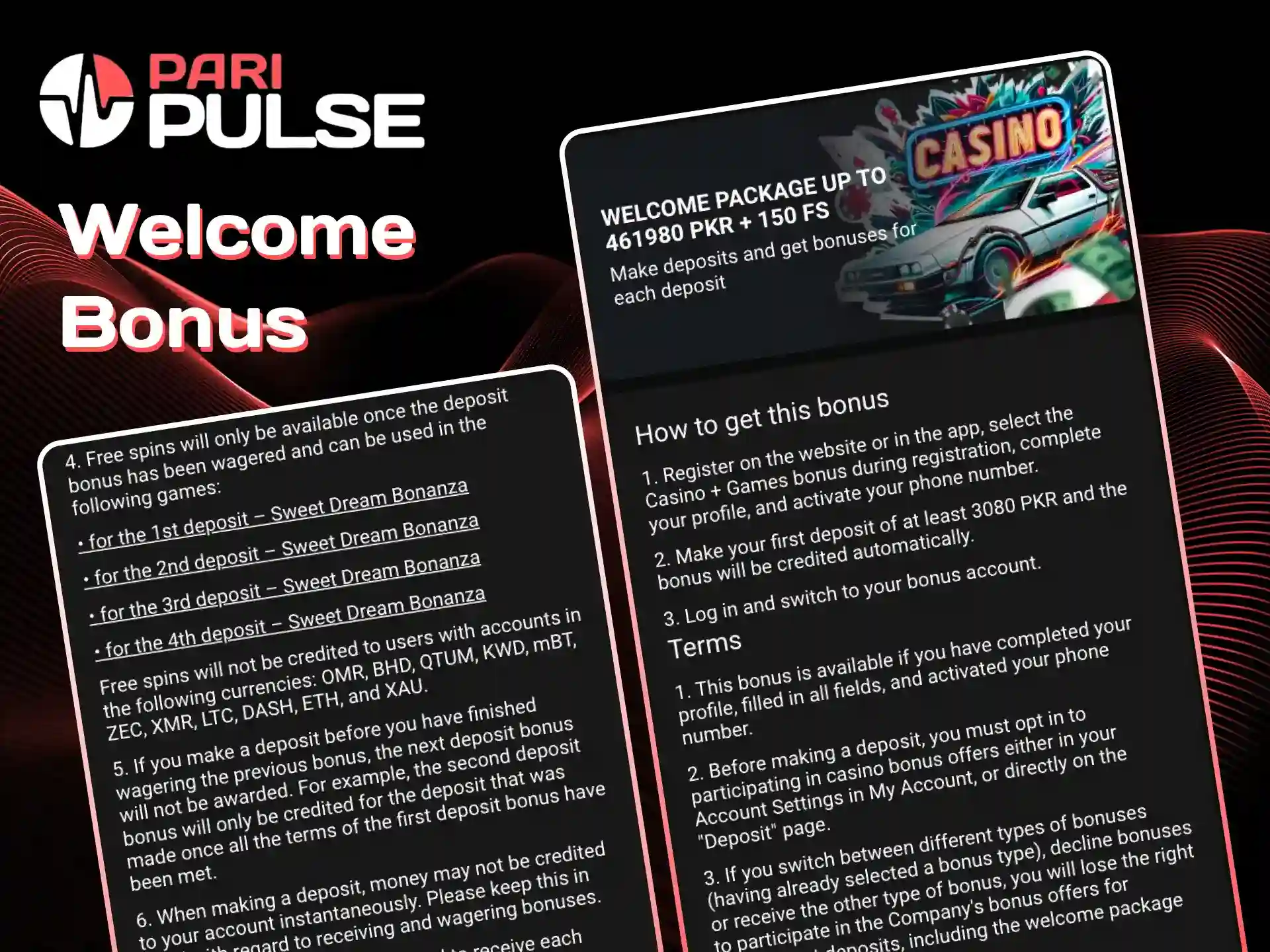 Claim your welcome bonus for casino and sports PariPulse.