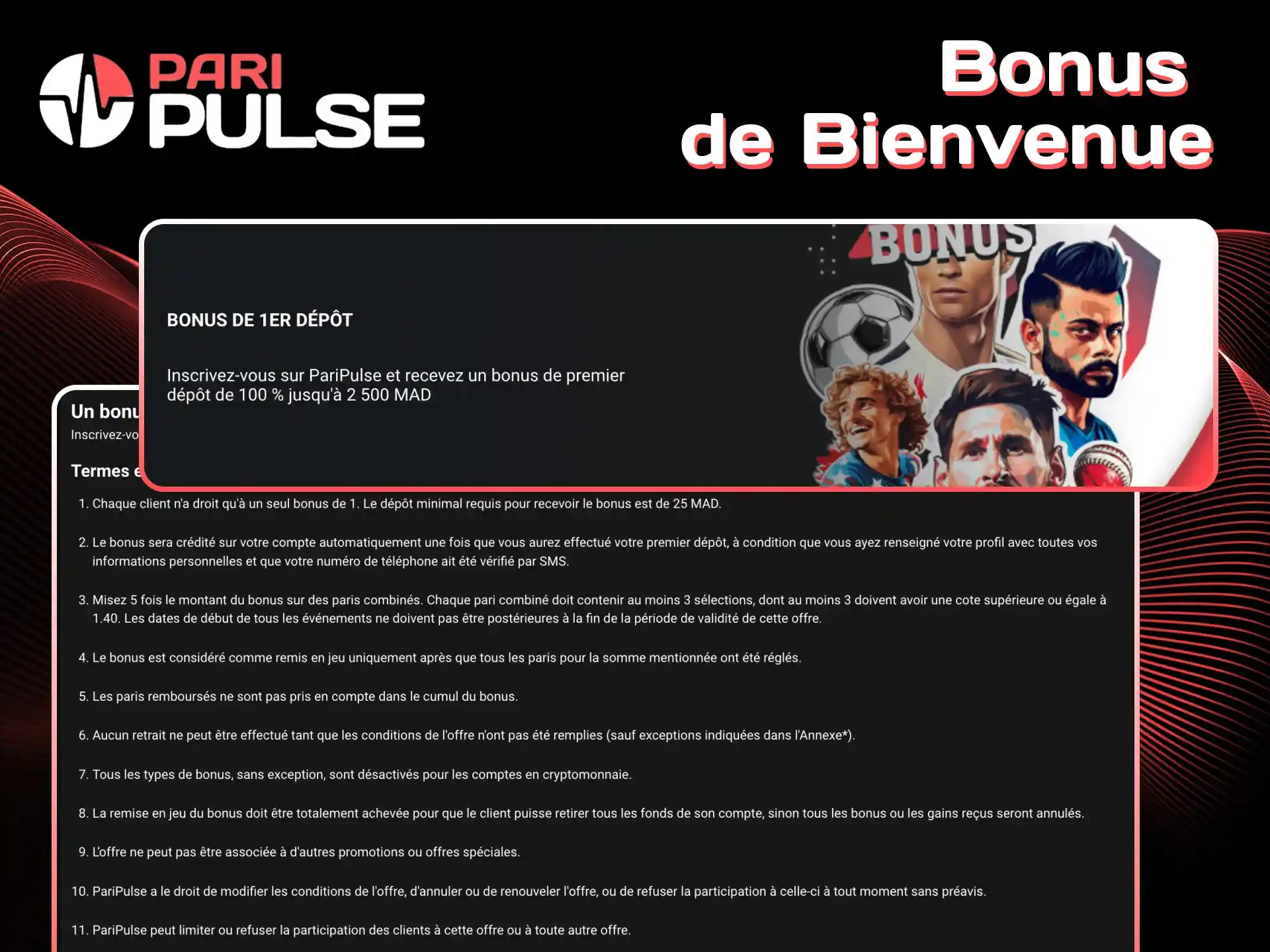 Créez un compte sur PariPulse et recevez votre bonus de bienvenue.