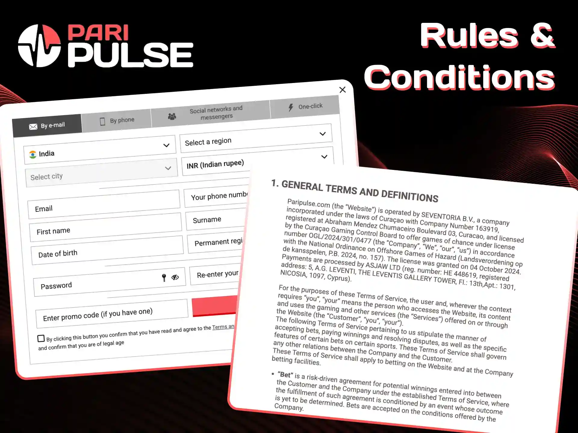 Read rules and conditions for safe gaming PariPulse.