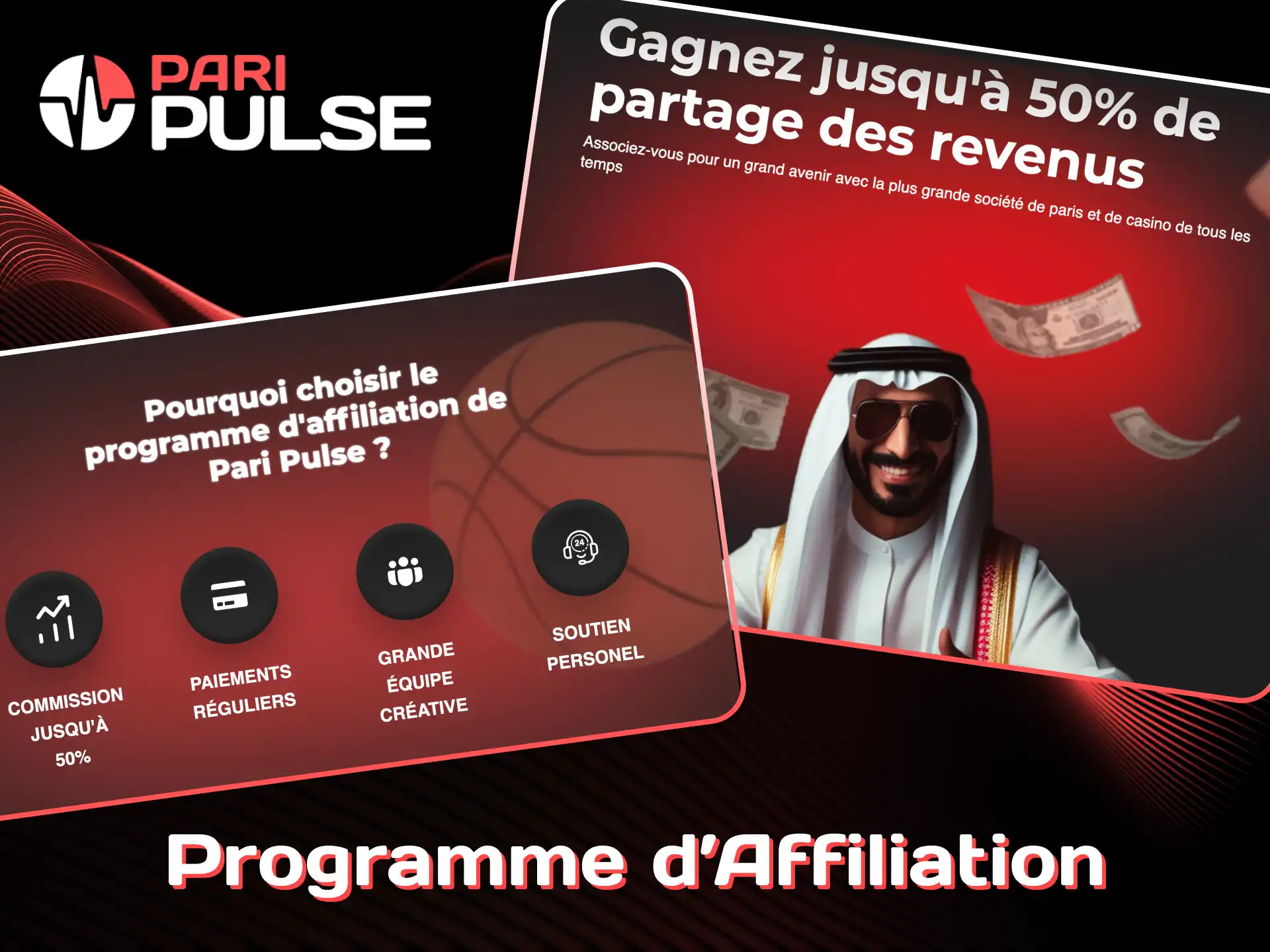 Rejoignez le programme d'affiliation PariPulse pour des récompenses et des bonus.
